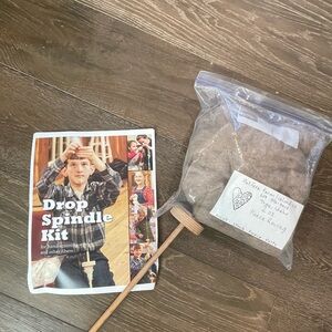 Hand Crafted Drop Spindle Kit with Brown Fleece
